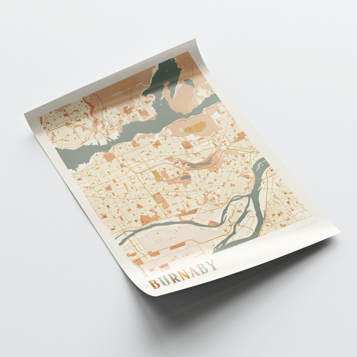Burnaby Canada Boho Colorful Street Map City Art Poster Home Decor - Image 2