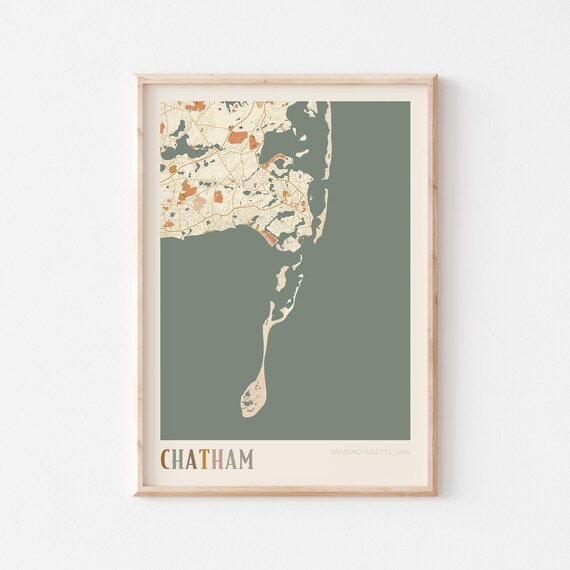 Chatham Massachusetts Boho Terracotta City Street Map Poster