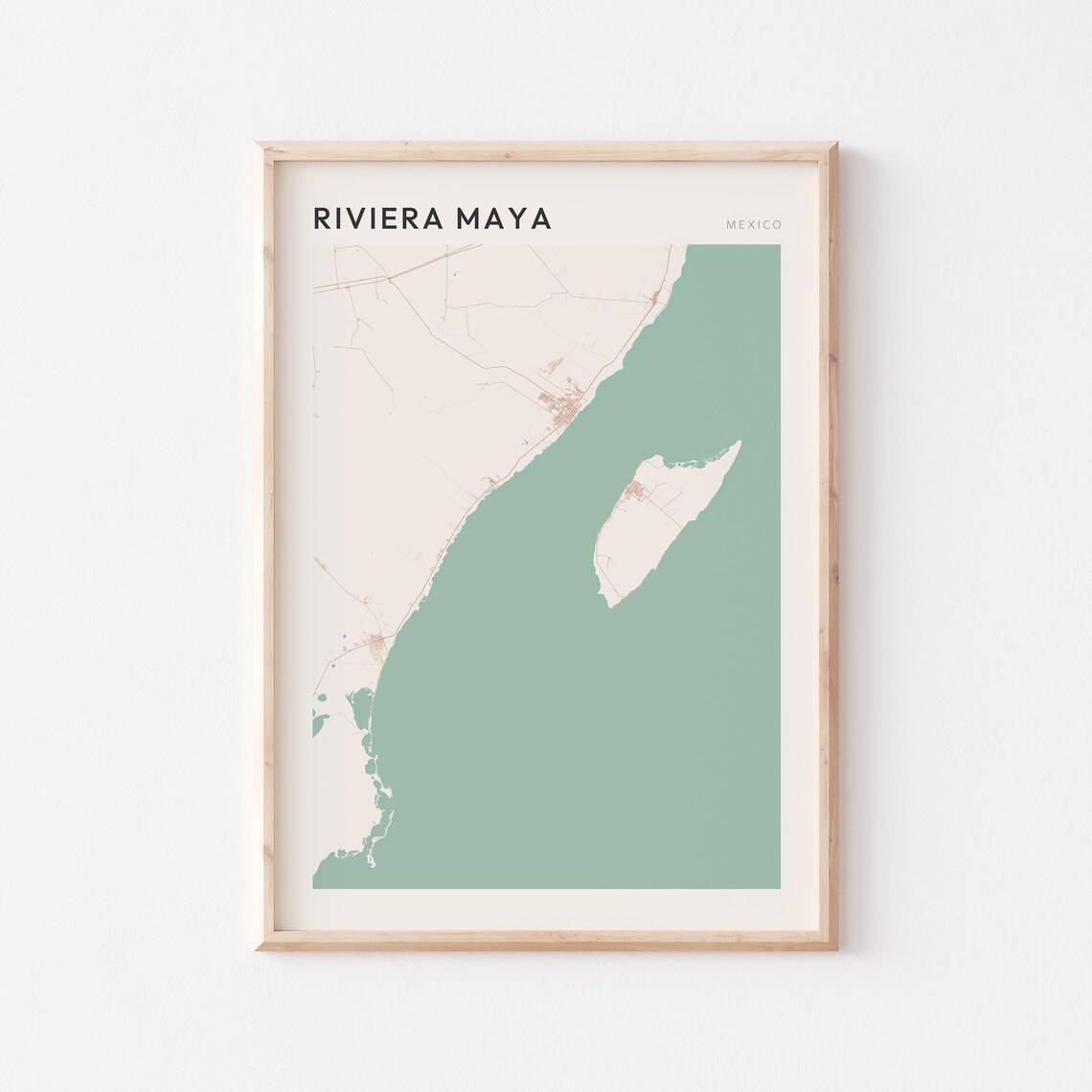 Riviera Maya Map Poster Print Wall Art Mexico Travel Gift Farmhouse Decor