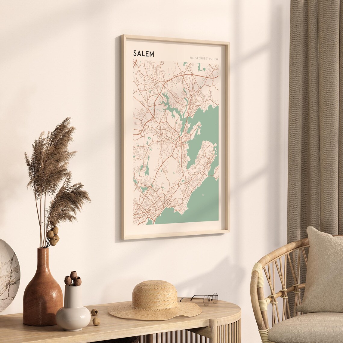 Salem Massachusetts Modern Minimalist City Street Map Art Poster - Image 3