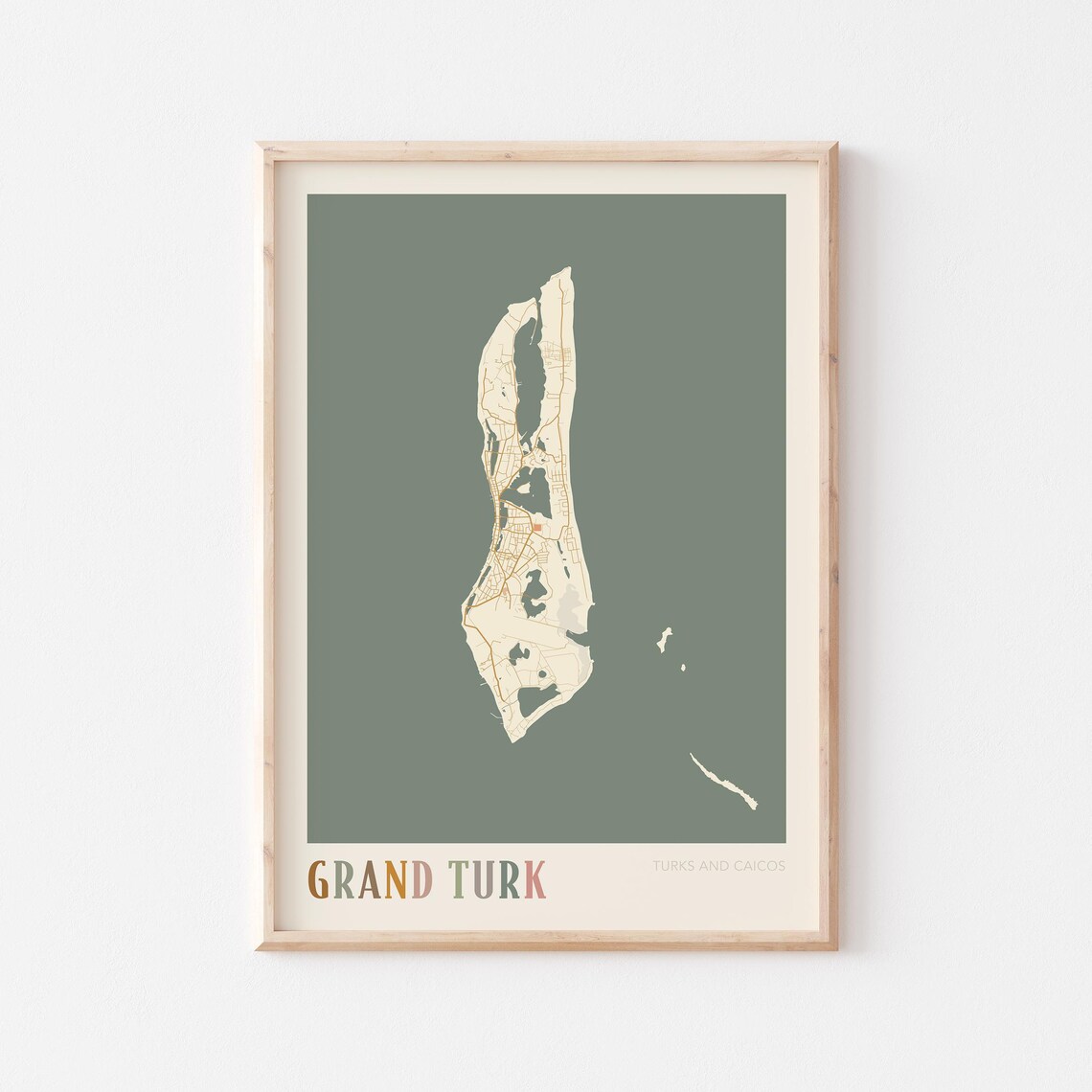 Grand Turk Map Poster Print Wall Art Turks And Caicos Travel Gift Boho Decor