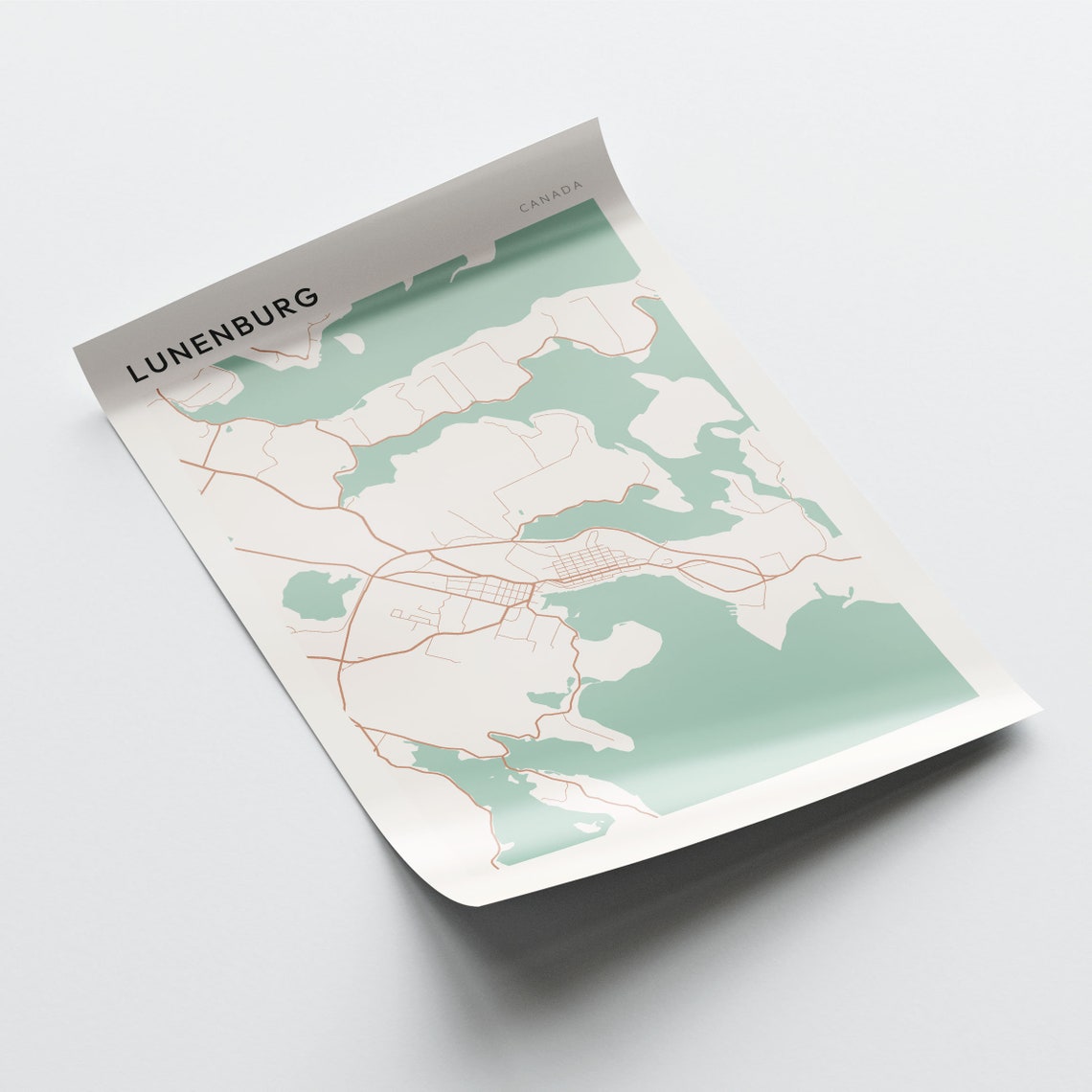 Lunenburg Nova Scotia Canada Modern Minimalist Coastal Map Poster - Image 2