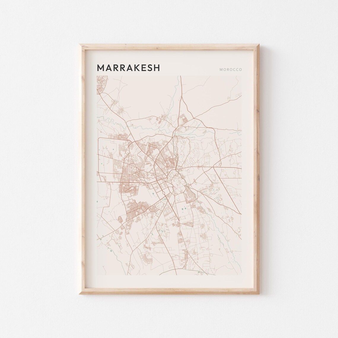 Marrakesh Map Poster Print Wall Art Morocco Africa Travel Gift Minimalist