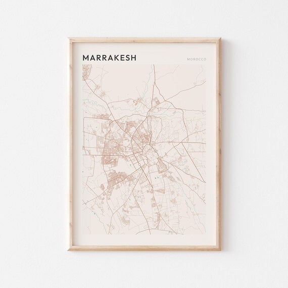 Marrakesh Map Poster Print Wall Art Morocco Africa Travel Gift Minimalist