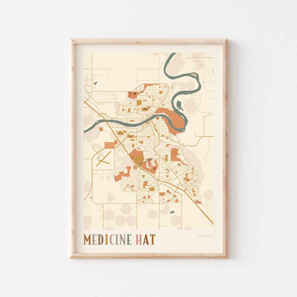 Medicine Hat Canada Warm Terracotta Minimalist City Map Poster Decor