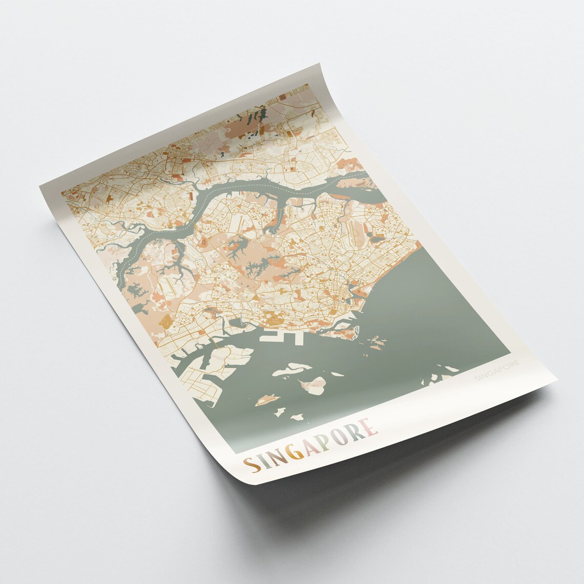 Singapore Singapore Minimalist Street Map Poster in Boho Neutral Tones - Image 2