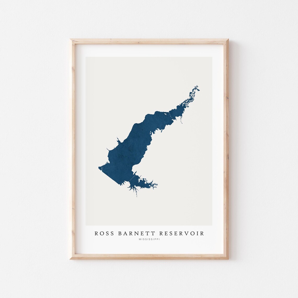 Ross Barnett Lake Wall Map Poster Print