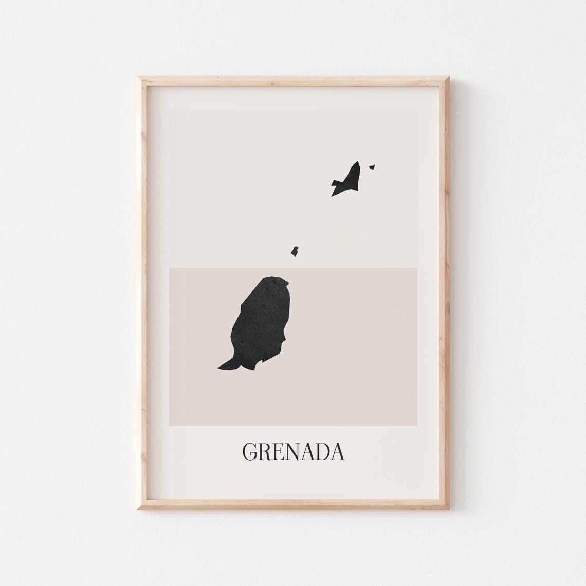 Grenada Country Map Minimalist Black Silhouette Travel Gift Poster