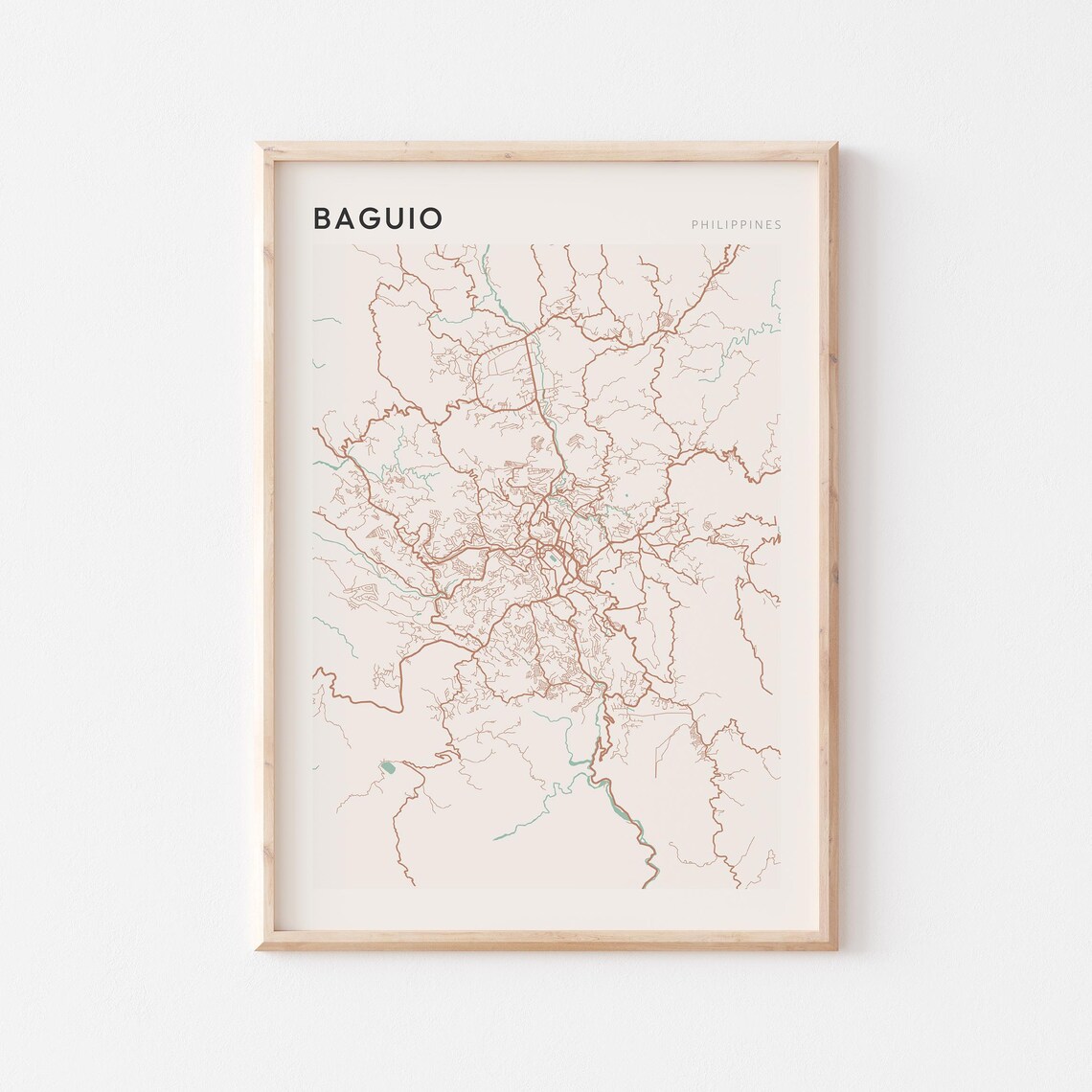 Baguio Map Poster Print Wall Art Philippines Travel Gift Scandi