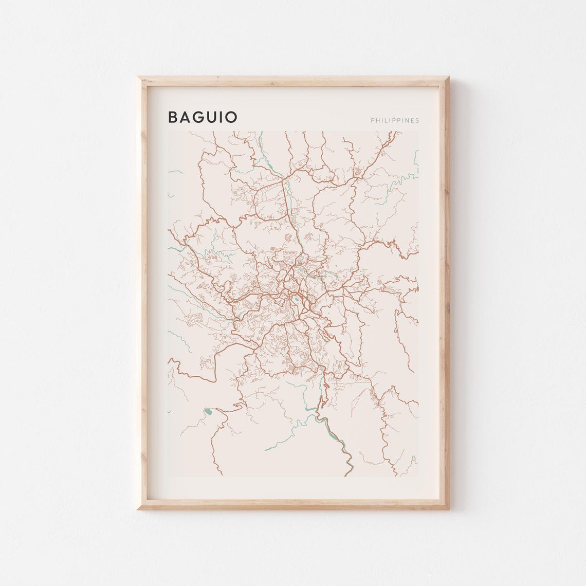 Baguio Philippines City Map Minimalist Street Grid Map Poster