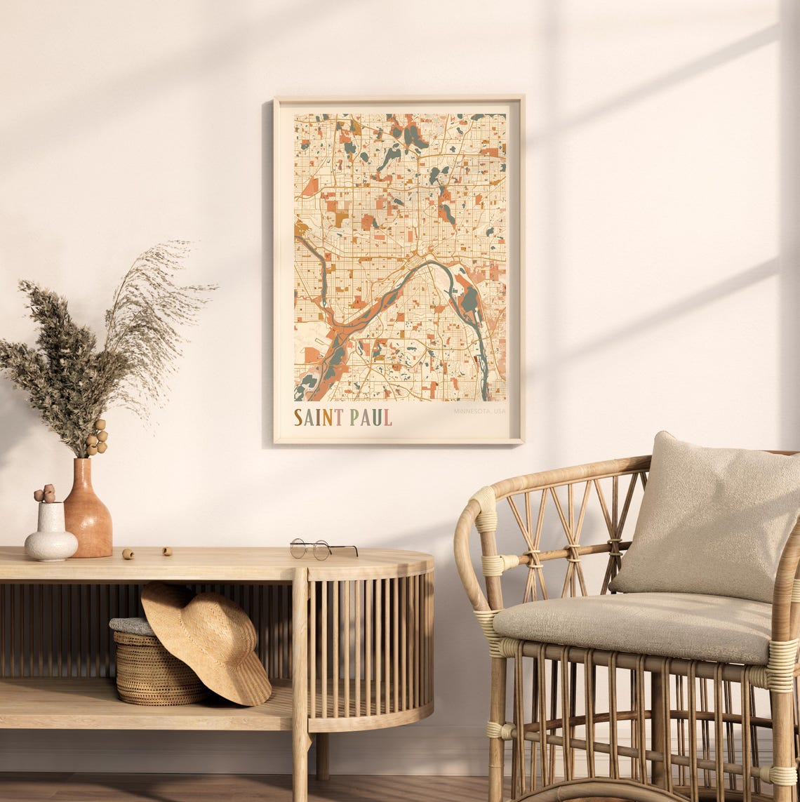 Saint Paul Minnesota Scandinavian Boho City Map Wall Decor Poster - Image 2