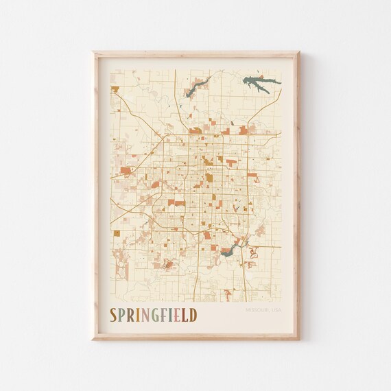 Springfield Missouri Street Map Poster with Colorful Multicolor Typography