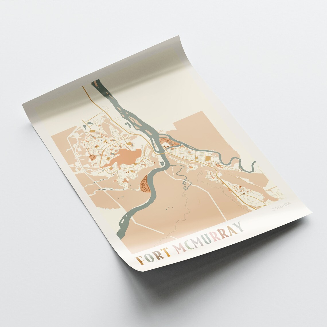 Fort McMurray Canada Warm Terracotta Minimalist City Map Poster Decor - Image 2