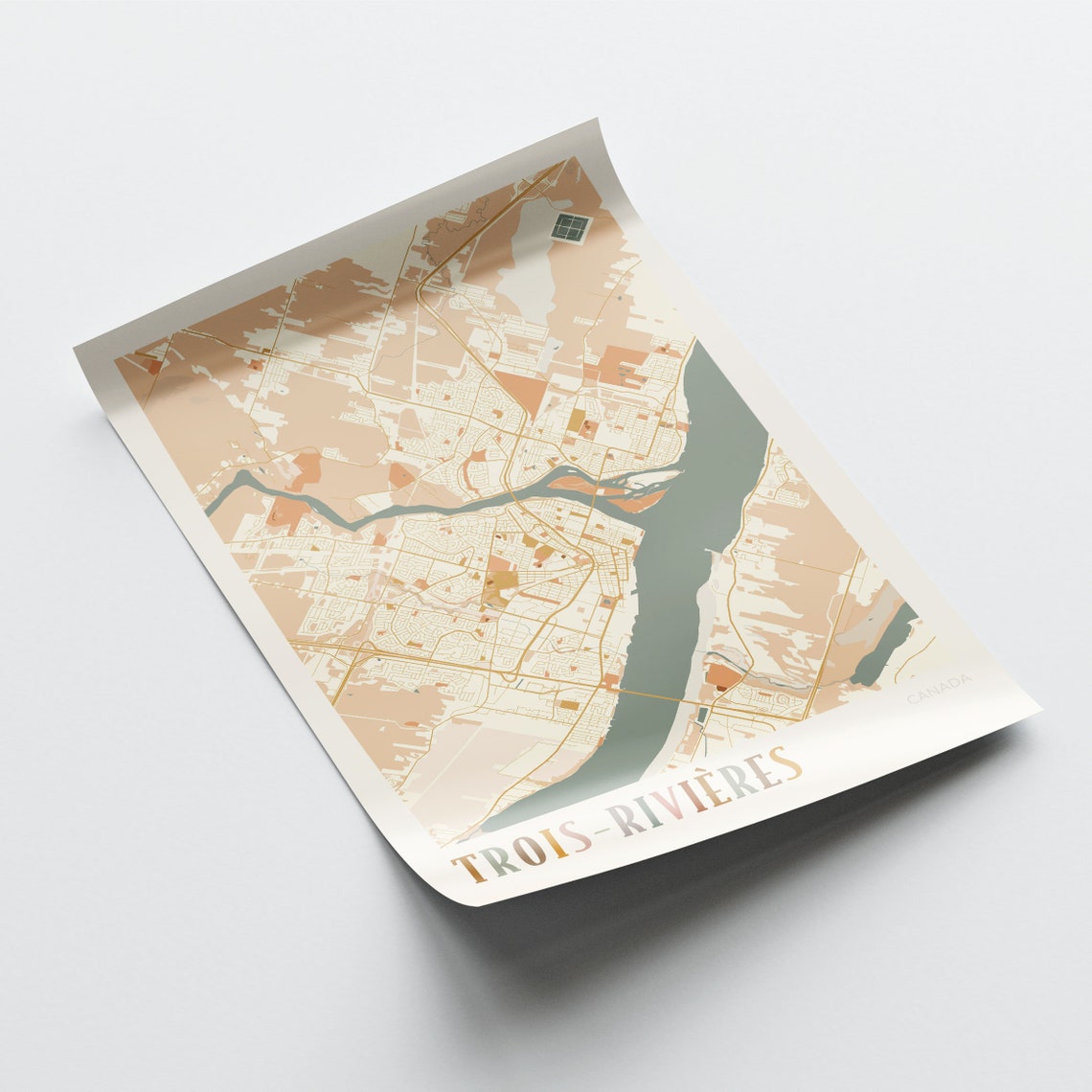 Trois-Rivieres Quebec Canada Boho Style Riverside City Map Poster - Image 2