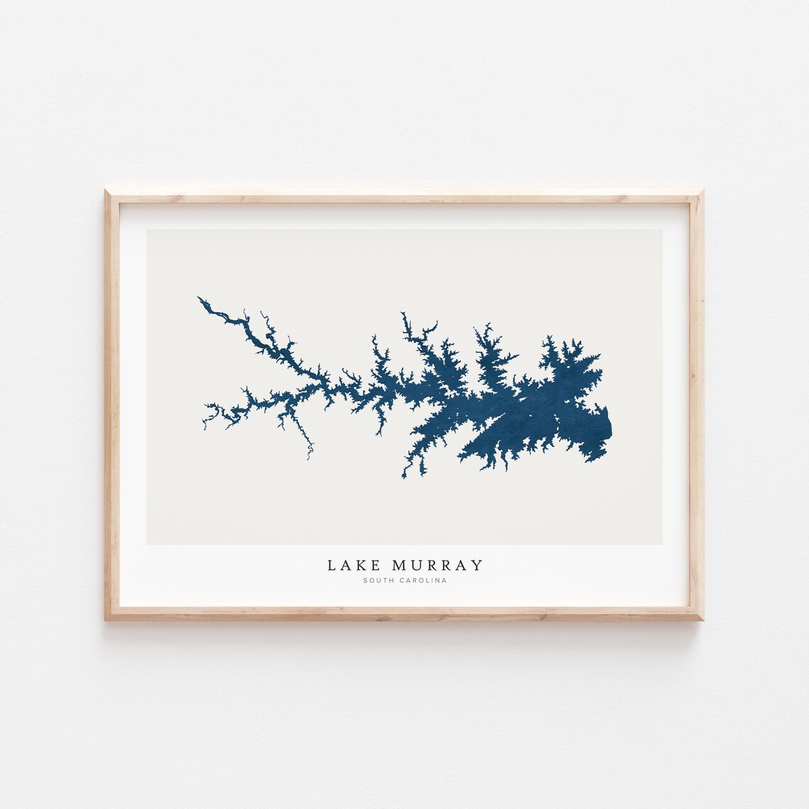 Lake Murray South Carolina Navy Blue Map Silhouette Art Poster