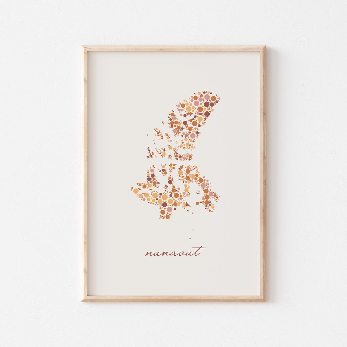 Nunavut Canada Colorful Dot Art Territory Map Script Decor Poster - Image 3