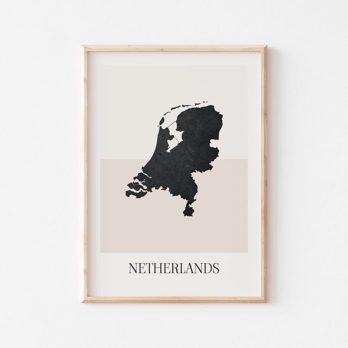 Netherlands Country Black Ink Map Silhouette Minimalist Art Poster
