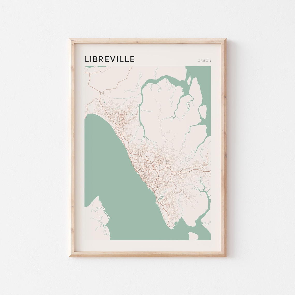 Libreville Gabon Minimalist City Street Map Poster Travel Decor