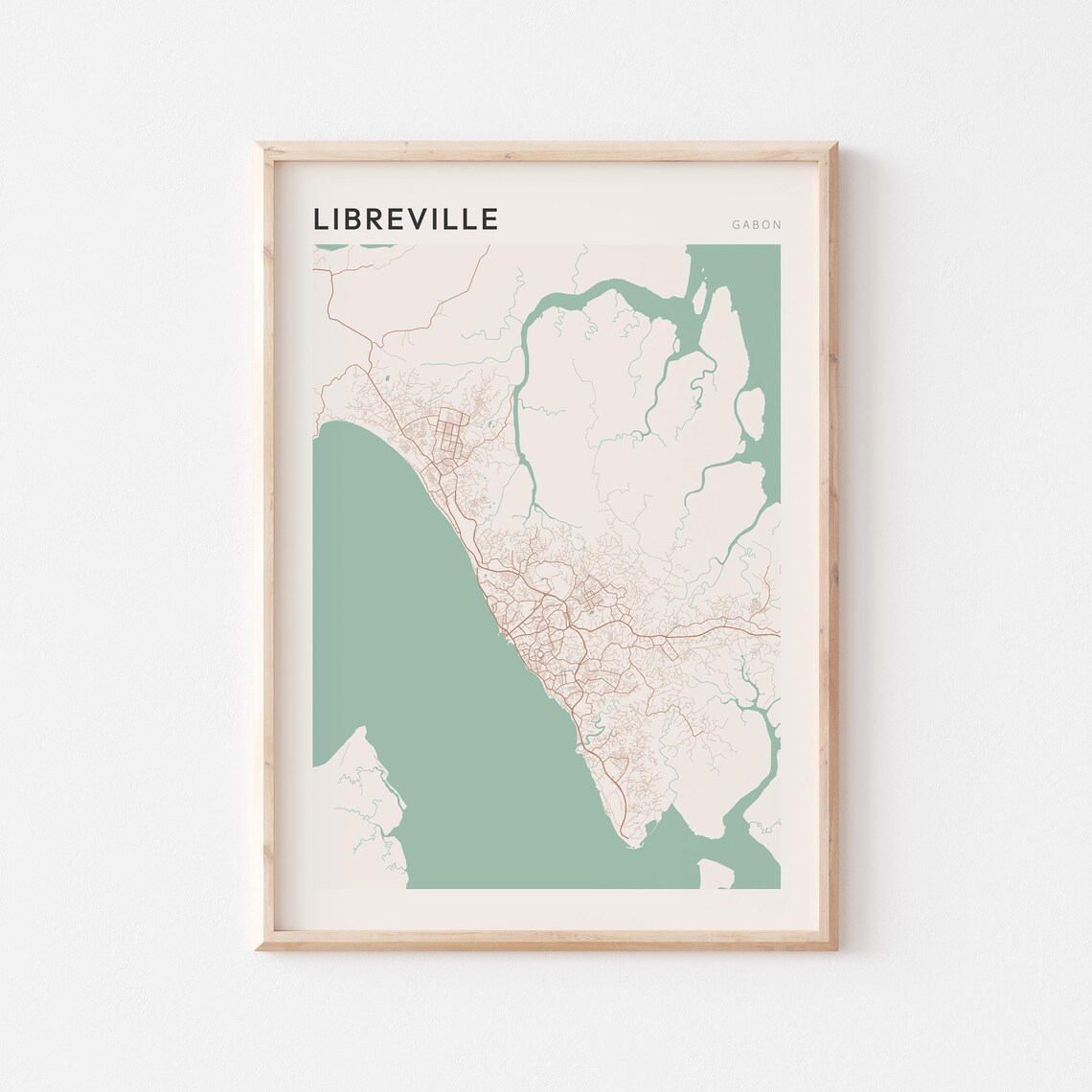 Libreville Map Poster Print Wall Art Gabon Africa Travel Gift Minimalist