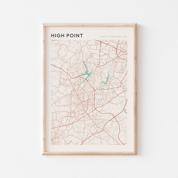 High Point North Carolina Minimalist Line Art City Map Poster