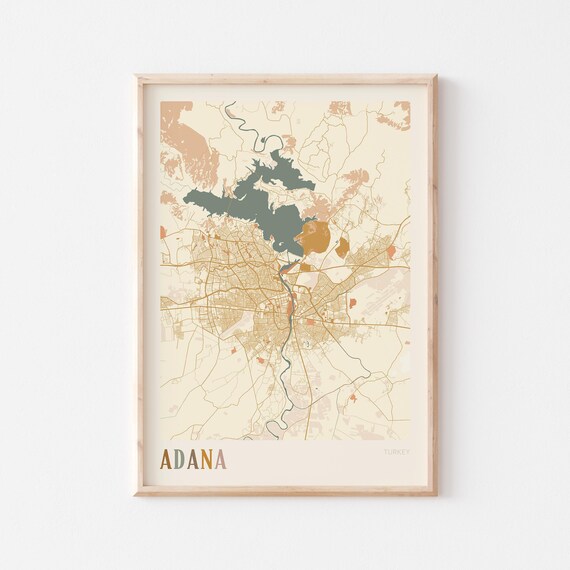 Adana Map Poster Print Wall Art Turkey Travel Gift Boho