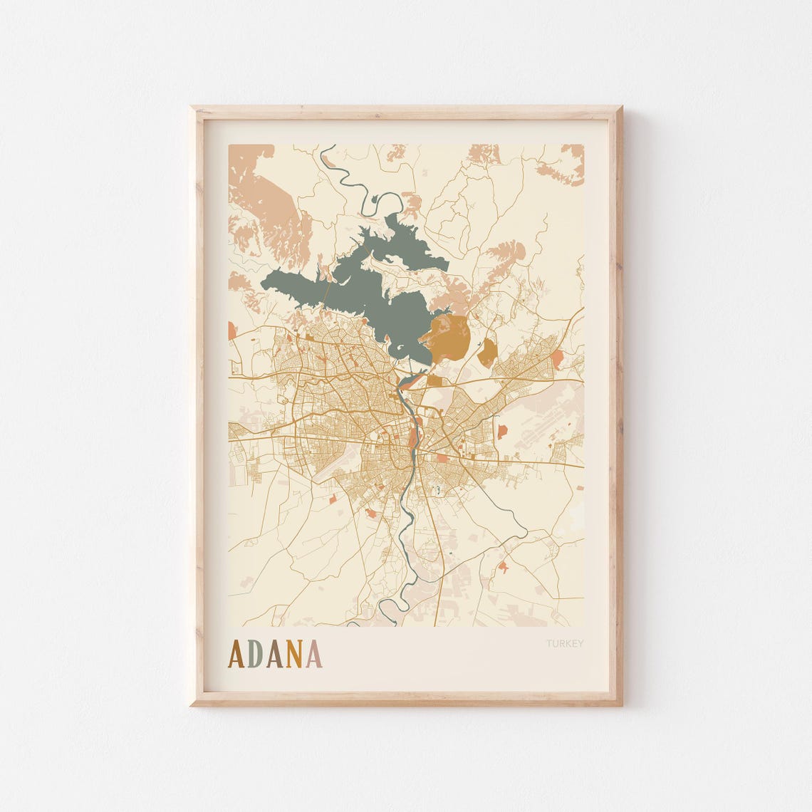 Adana Turkey Map Boho Warm Tones Street Plan Travel Gift Poster