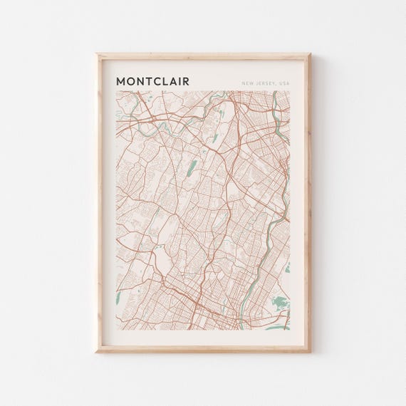 Montclair Map Poster Montclair Print Montclair Poster Montclair Wall Art New Jersey Travel Gift Minimalist Wall Art