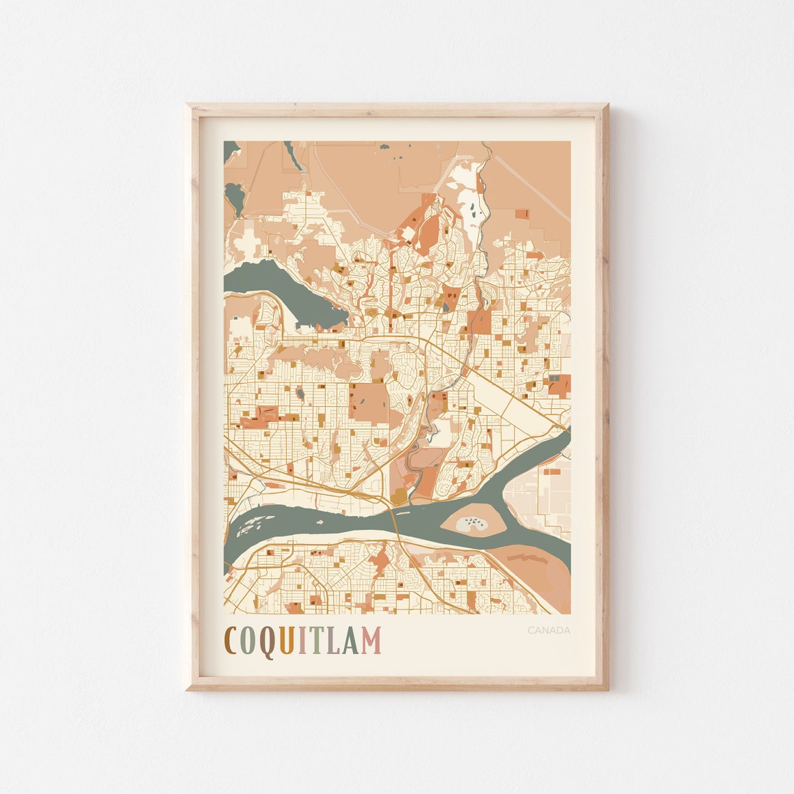 Coquitlam Canada Boho Colorful Street Map City Art Poster Home Decor