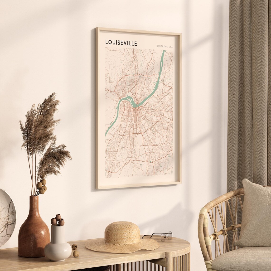 Louiseville Kentucky Modern Minimalist City Street Map Art Poster - Image 3