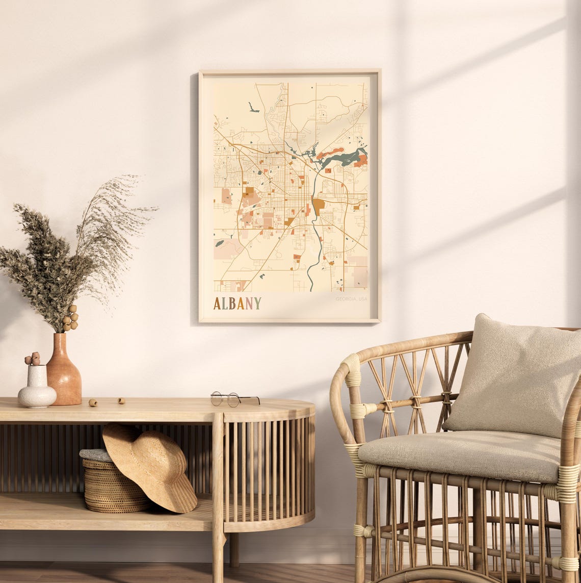 Albany Georgia Colorful Modern Boho City Street Map Decor Poster - Image 2