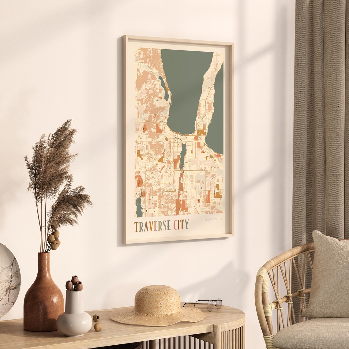 Traverse City Michigan USA Warm Terracotta Retro City Street Map Poster - Image 3