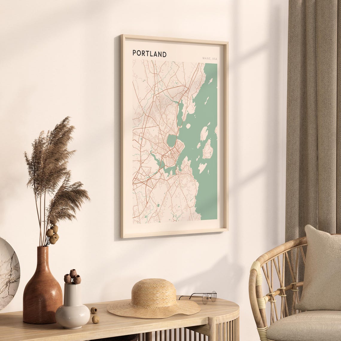 Portland Maine Modern Minimalist City Street Map Art Decor Poster - Image 3