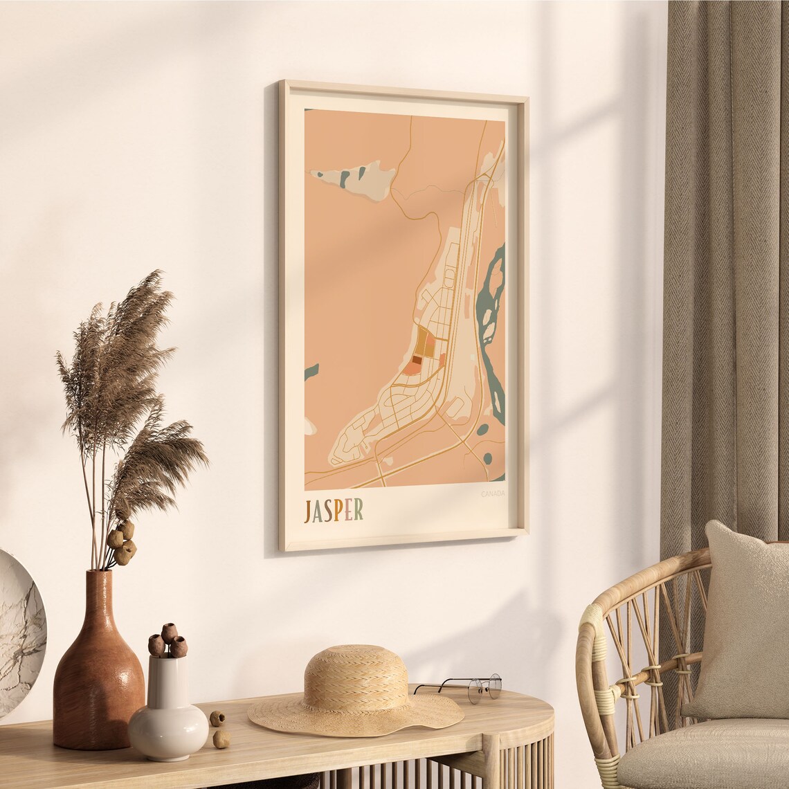 Jasper Canada Warm Terracotta Minimalist City Map Poster Decor - Image 3