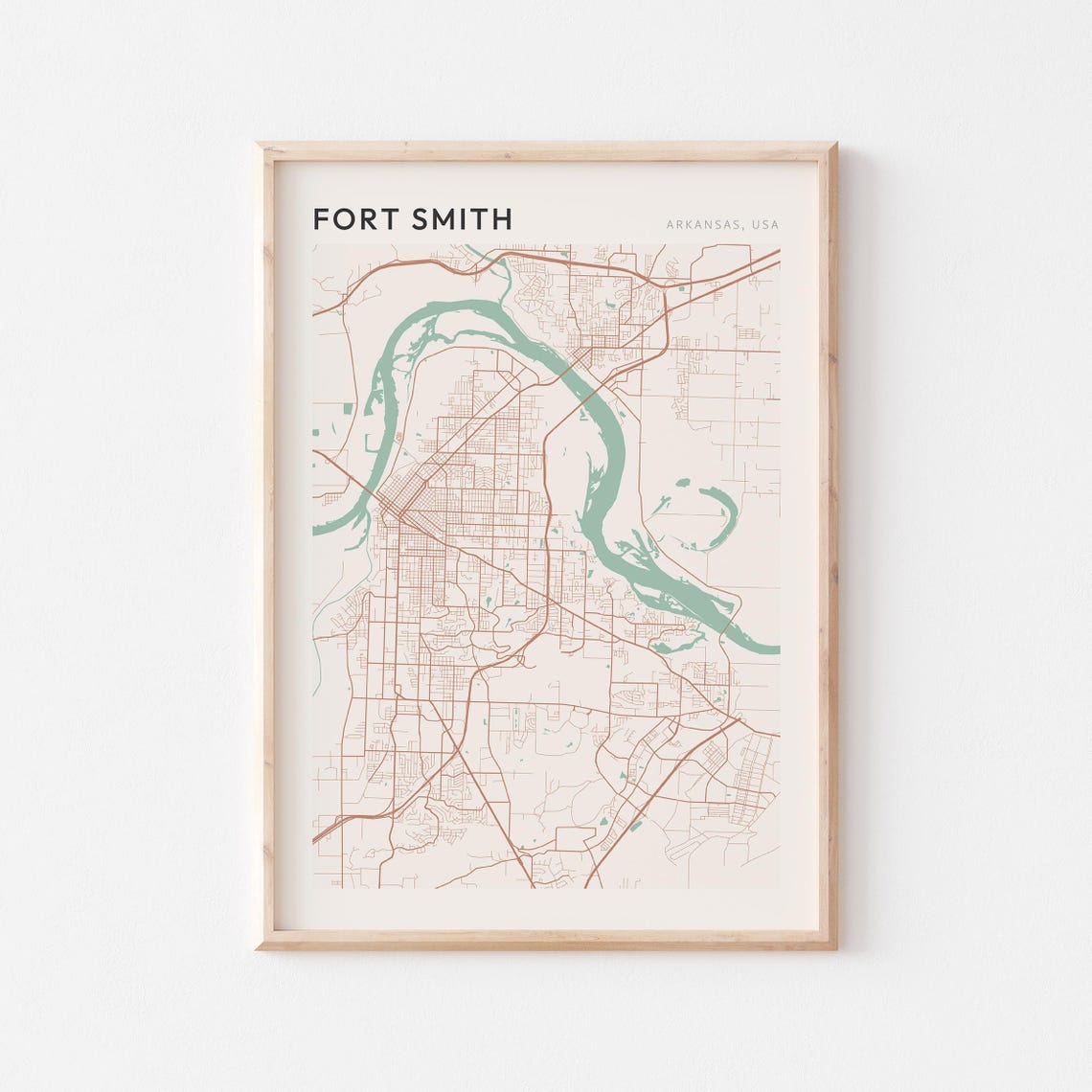 Fort Smith Arkansas Modern Minimalist Copper Street Map Decor Poster