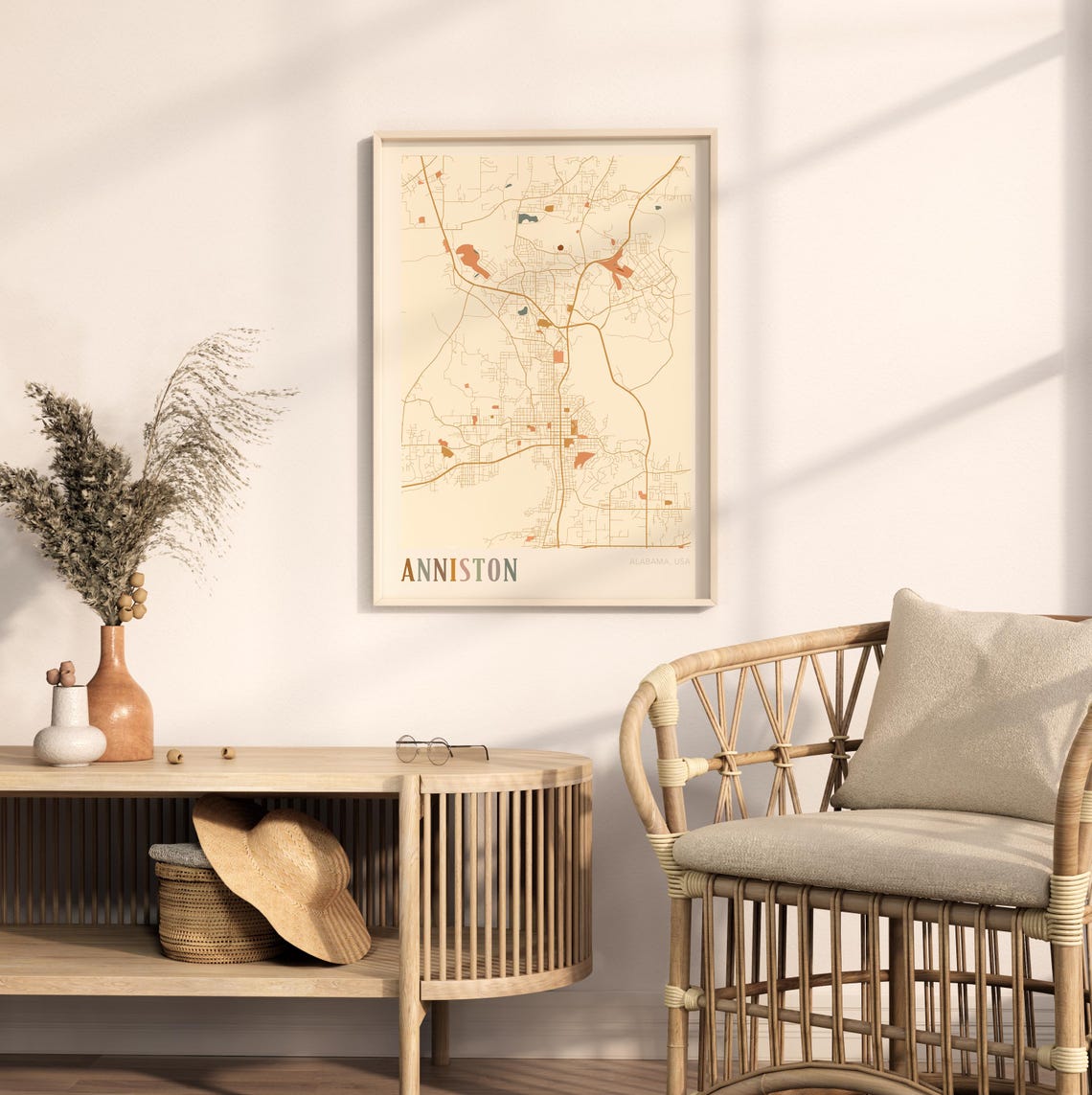 Anniston Alabama Boho City Map Art Poster Gift for Travelers - Image 2
