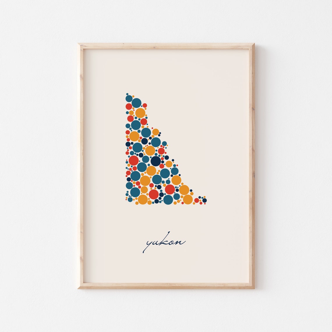 Yukon Canada Decorative Colorful Retro Dotted Territory Map Poster