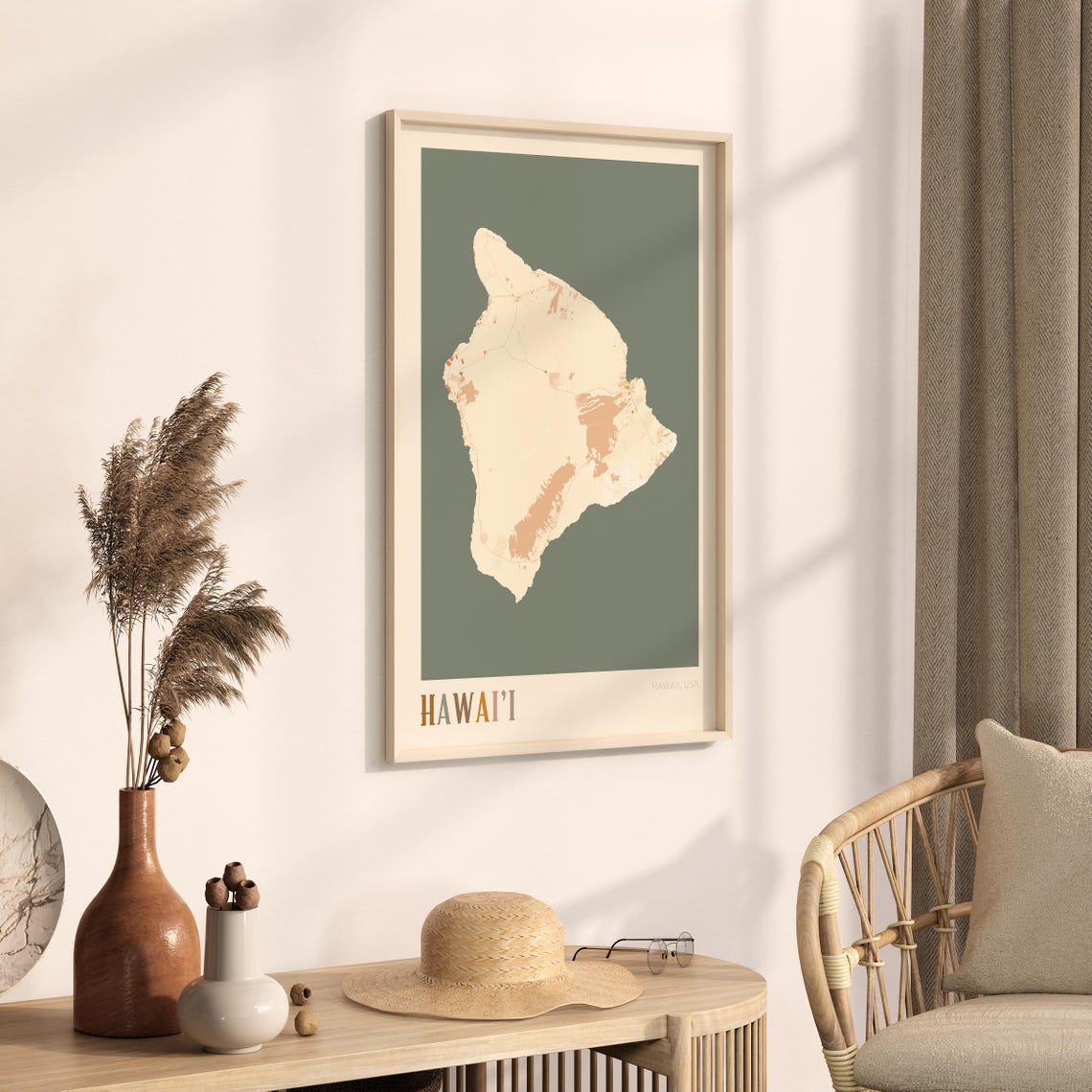 Hawai'i Hawaii Colorful Retro Island Map Poster Boho Wall Decor - Image 3