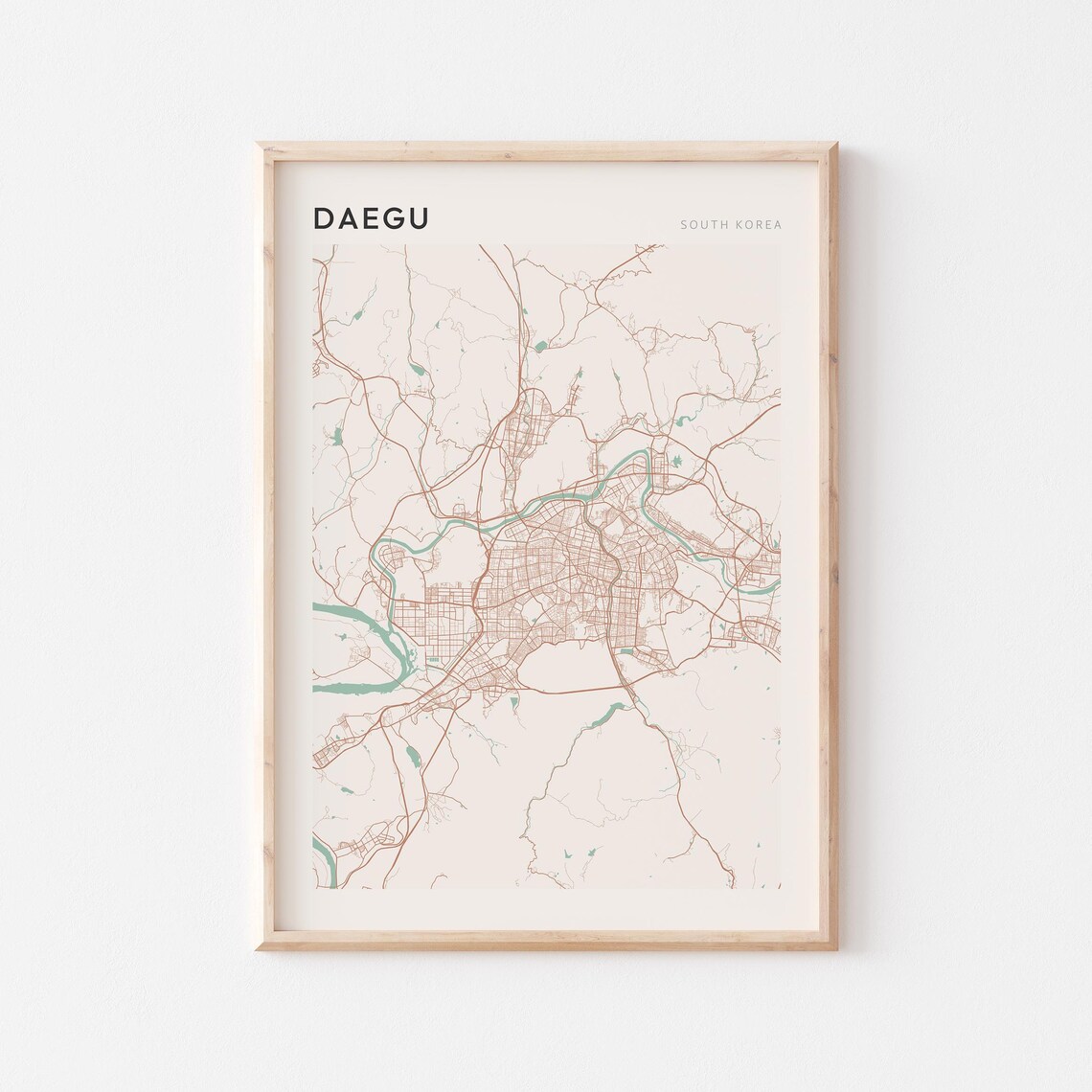 Daegu Map Poster Print Wall Art South Korea Travel Gift Minimalist