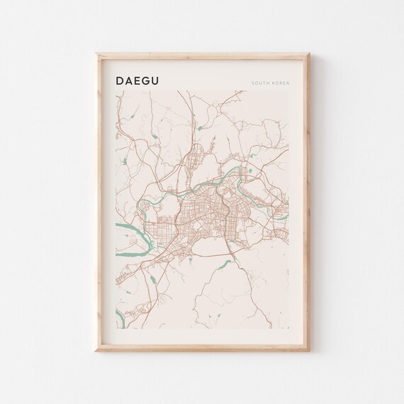 Daegu Map Poster Print Wall Art South Korea Travel Gift Minimalist
