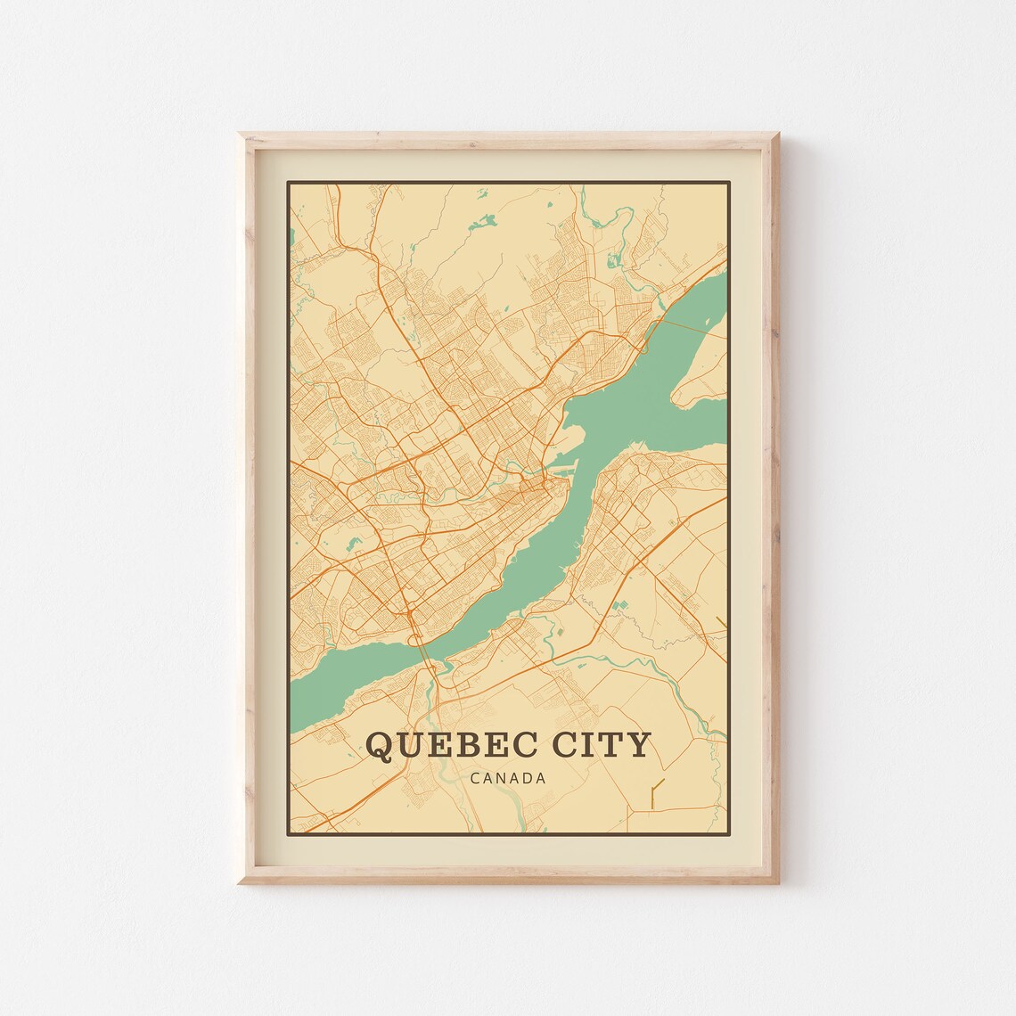 Quebec City Canada Vintage Street Map City Art Poster Home Decor Gift