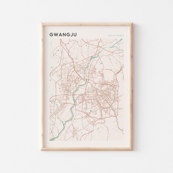 Gwangju Map Poster Print Wall Art South Korea Travel Gift Minimalist