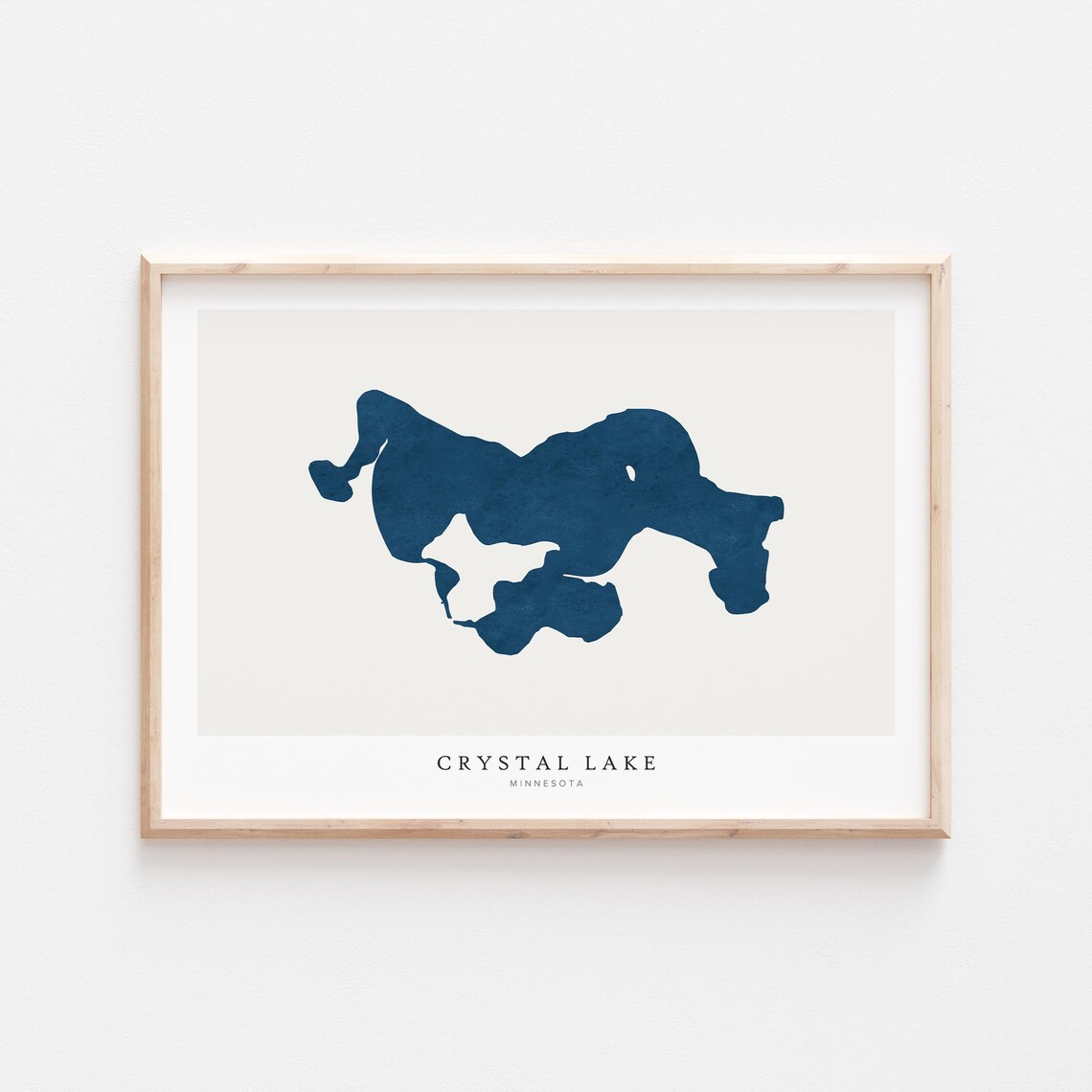 Crystal Lake Minnesota Map Art Minimalist Lake Silhouette Print
