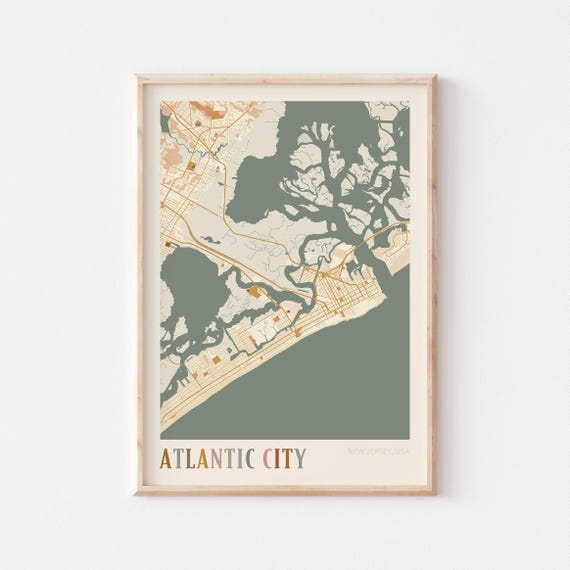 Atlantic City Map Poster Atlantic City Print Atlantic City Poster Atlantic City Wall Art New Jersey Travel Gift Boho Poster