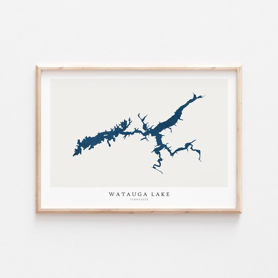 Watauga Lake Print Poster Art Wall Map Tennessee