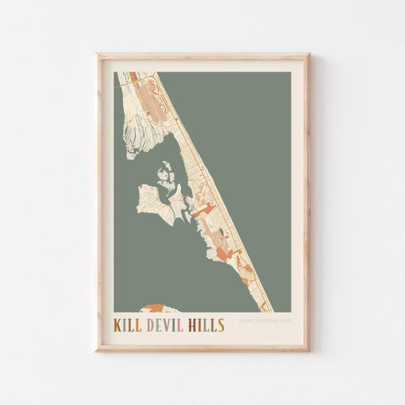 Kill Devil Hills Map Poster, Boho North Carolina Art Print