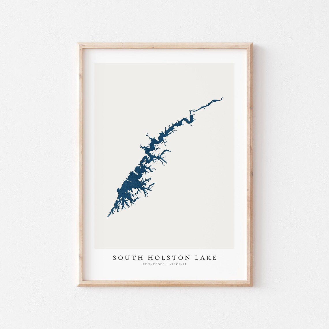 South Holston Lake Map, Tennessee Virginia Poster Print