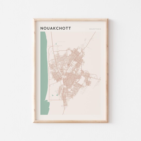 Nouakchott Map Poster Print Wall Art Mauritania Africa Travel Gift Minimalist