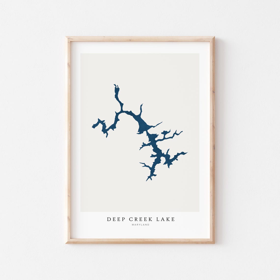 Deep Creek Lake Maryland Navy Lake Silhouette Minimalist Map Print