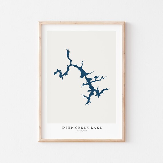 Deep Creek Lake Print Poster Art Wall Map House Gift Maryland