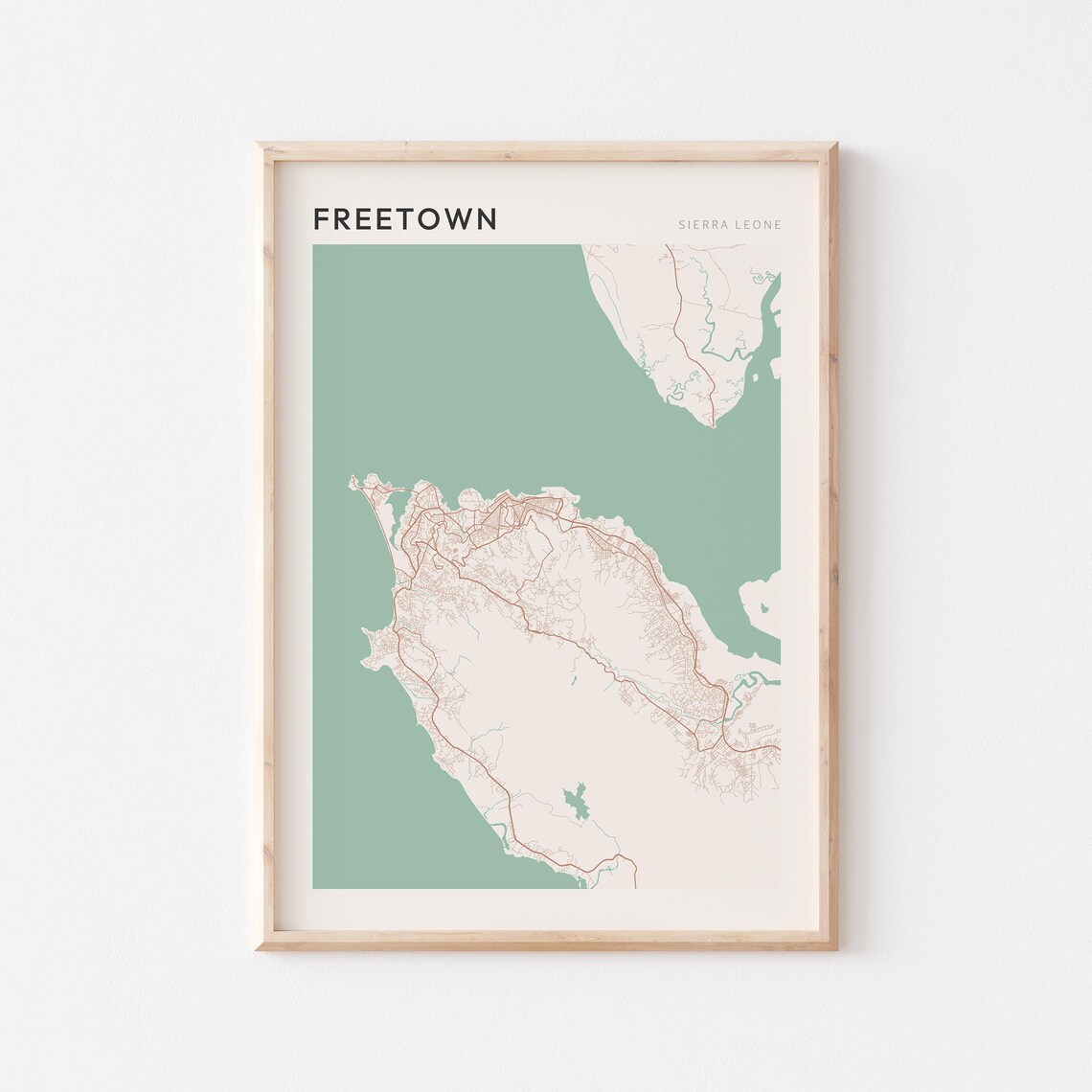 Freetown Sierra Leone Coastal City Street Map Poster Travel Art